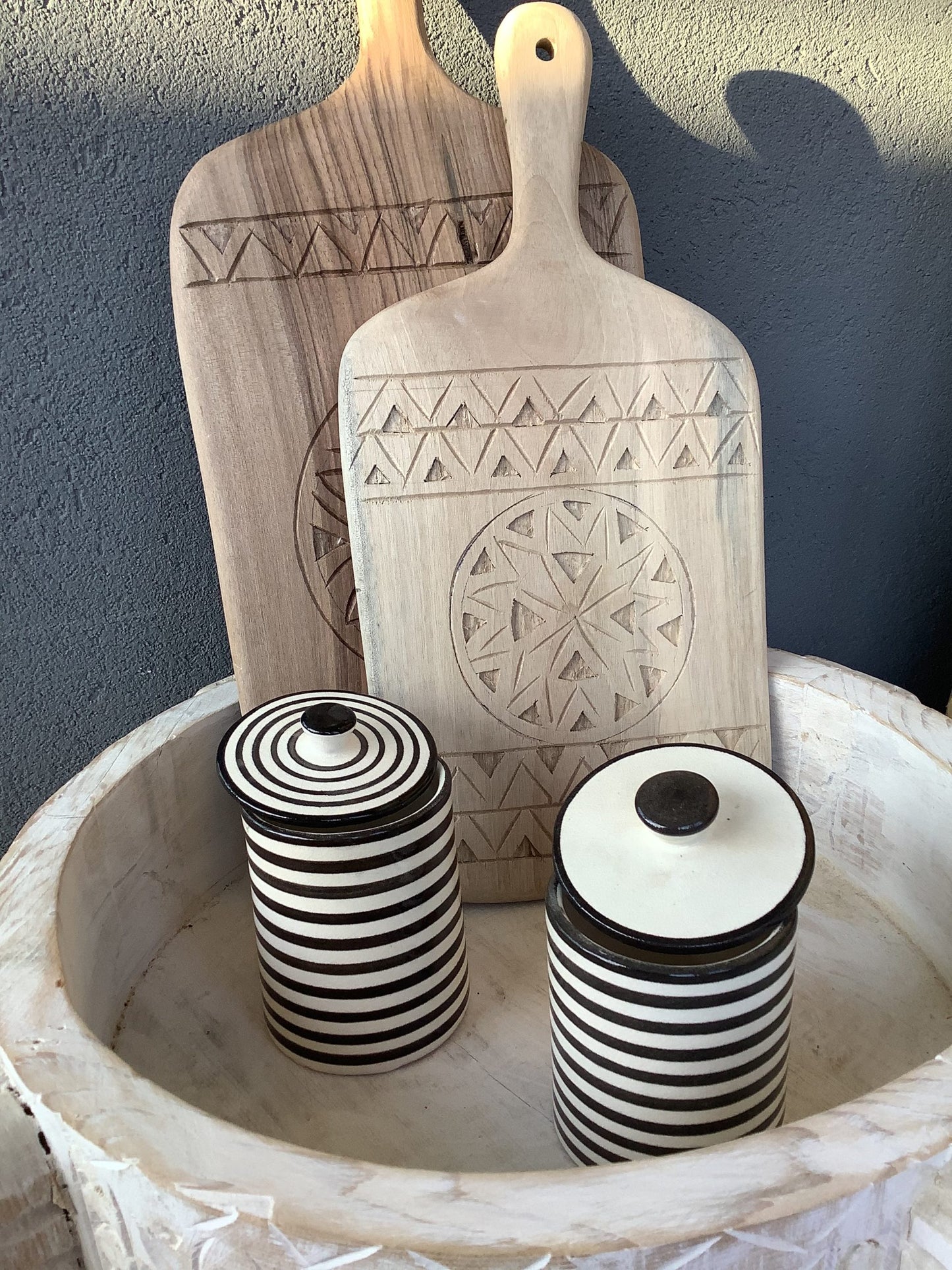 Boîte cylindrique Safi Noir&Blanc