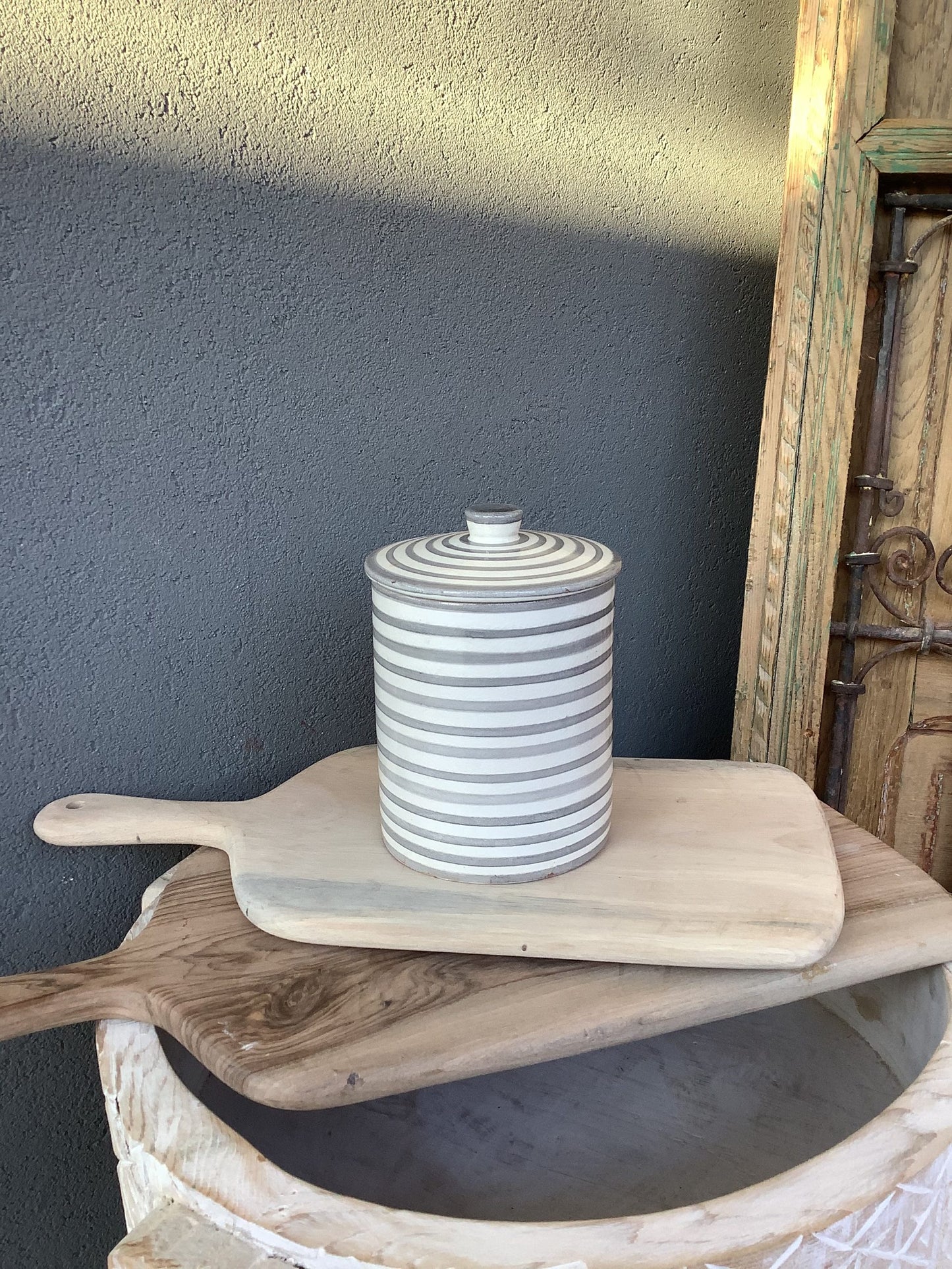 Boîte cylindrique Safi Gris&Blanc